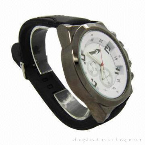 Big Men's Style Wristwatch with Alloy Case and Silicone Band, Waterproof